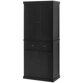 72" Freestanding Kitchen Pantry Cabinet Storage with Doors Black