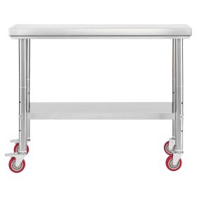 VEVOR Stainless Steel Table, 24 x 35.4 Inches Food Prep Worktable with Wheels