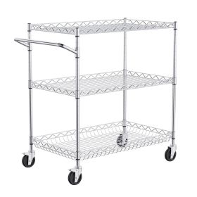 VEVOR Kitchen Utility Cart, 3 Tiers, Wire Rolling Cart with 661LBS Capacity, Steel Service Cart on Wheels