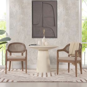 Americana Mid-Century Modern Cane Back Dining Chair, Taupe Beige Textured Weave