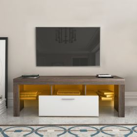 20 Minutes Quick Assembly Brown Simple Modern TV  Stand With The Toughened Glass Shelf Floor Cabinet Floor TV Wall Cabinet Brown  WhiteTV Bracket (Option: Brown White)